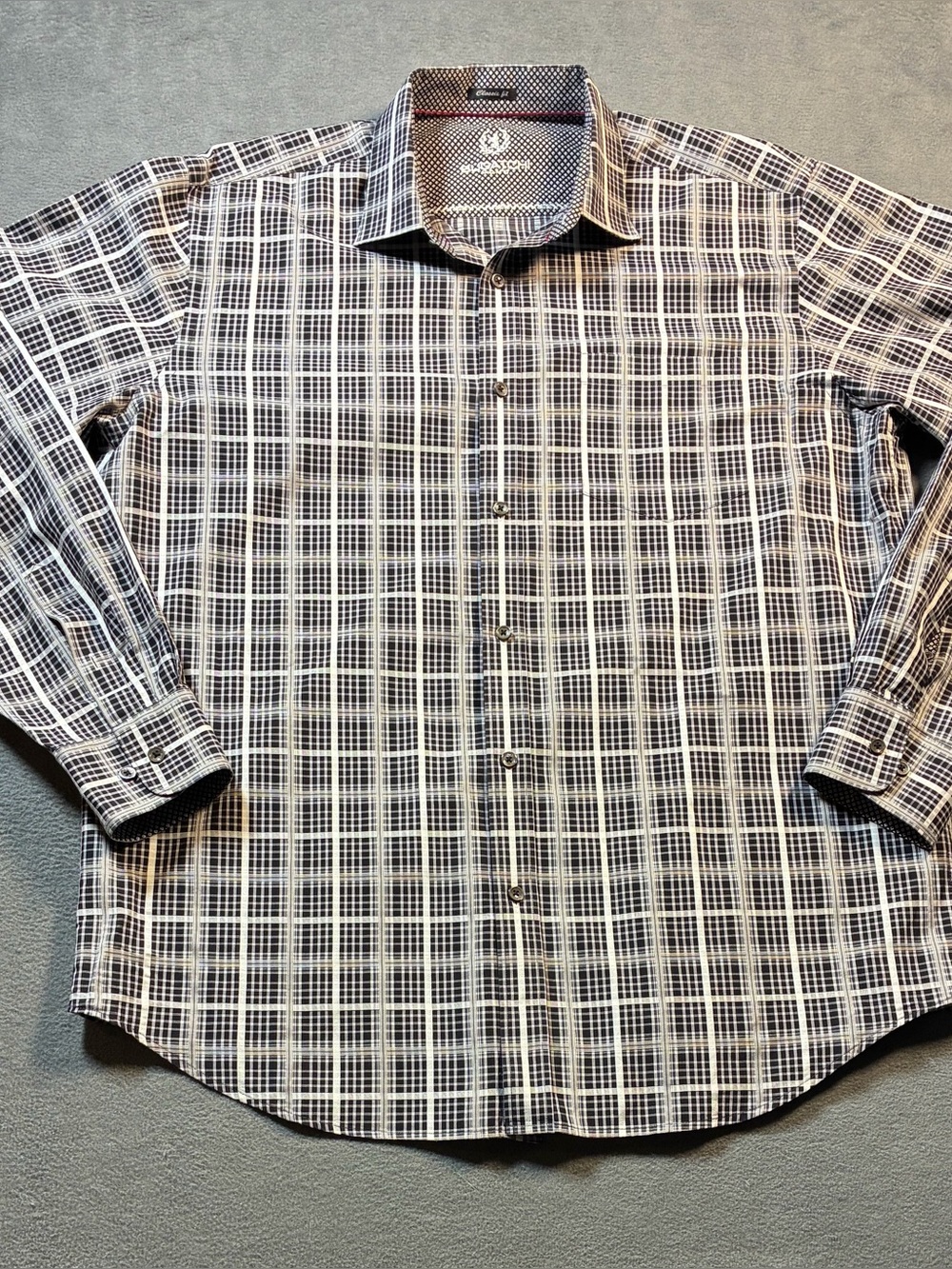 Bugatchi Black & White Plaid Dress Shirt